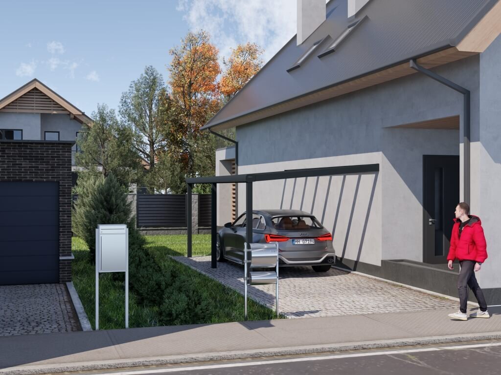 Glas Anlehncarport 3x6 m