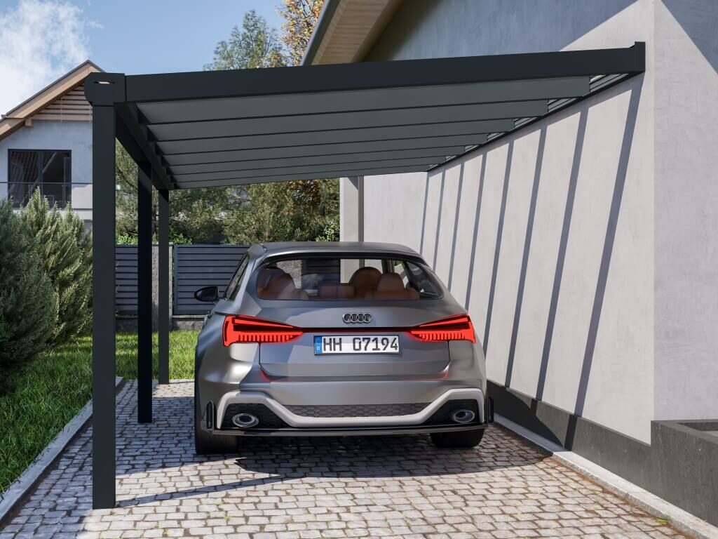 Anlehncarport Glas 3x6 m bei JW Company