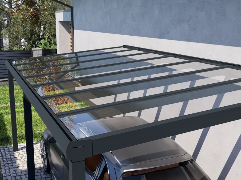 Anlehncarport Glas 3x6 m aus Aluminium