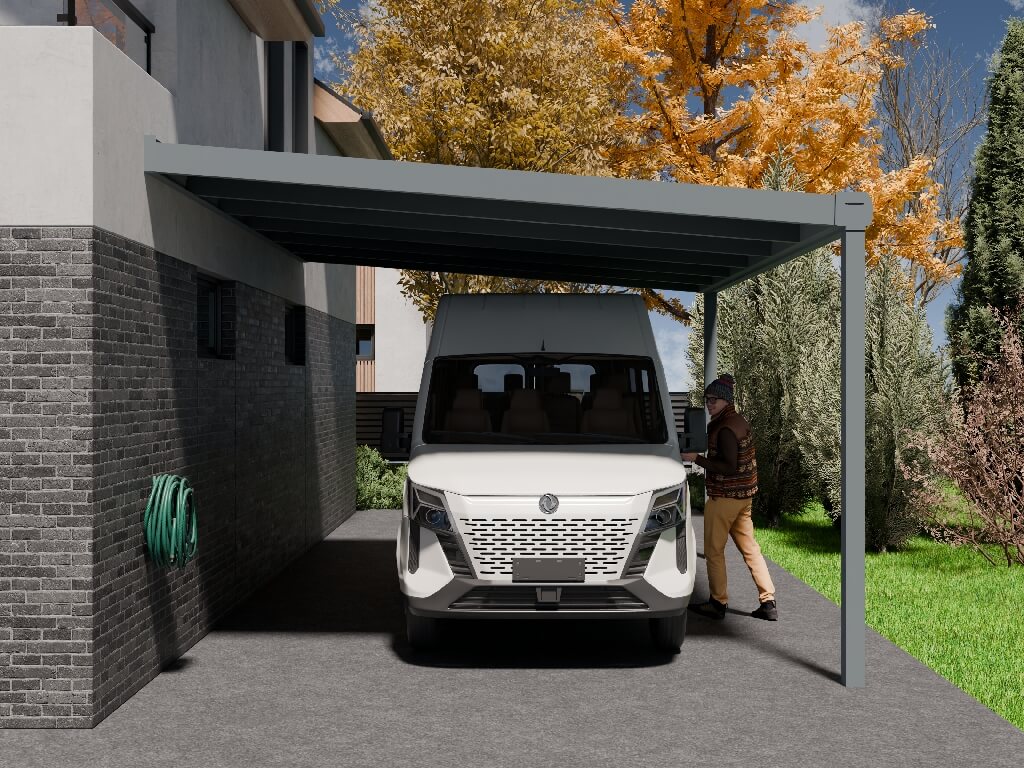 Anlehncarport 3x6m Glas