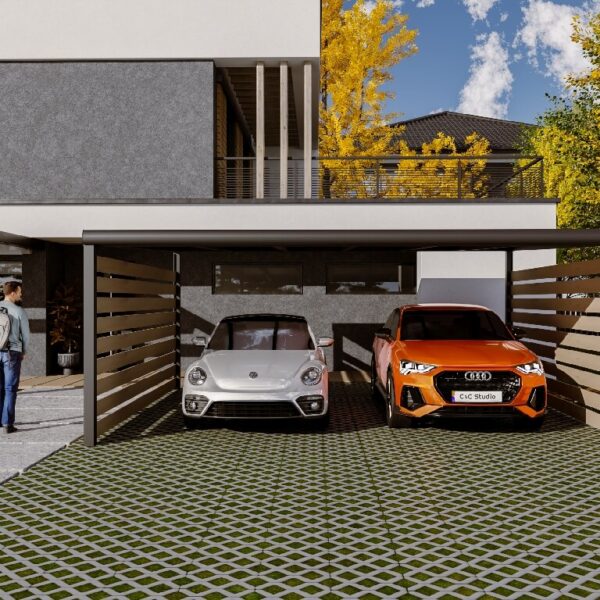 Doppelcarport aus Polycarbonat 5x6 m