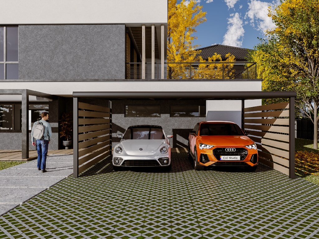 Doppelcarport aus Polycarbonat 5x6 m