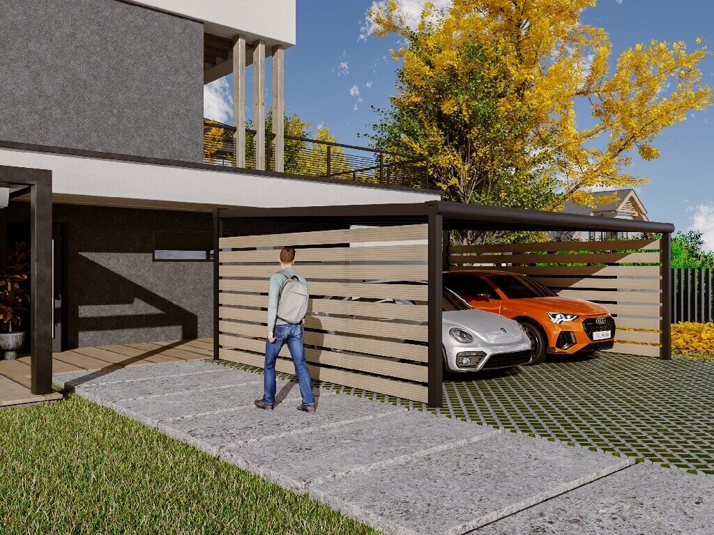 Doppelcarport Polycarbonat 6x5m Polycarbonat Doppelcarport 5x6 m